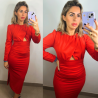 VESTIDO ABERTURA ESCOTE - ROJO