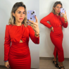 VESTIDO ABERTURA ESCOTE - ROJO