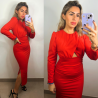 VESTIDO ABERTURA ESCOTE - ROJO