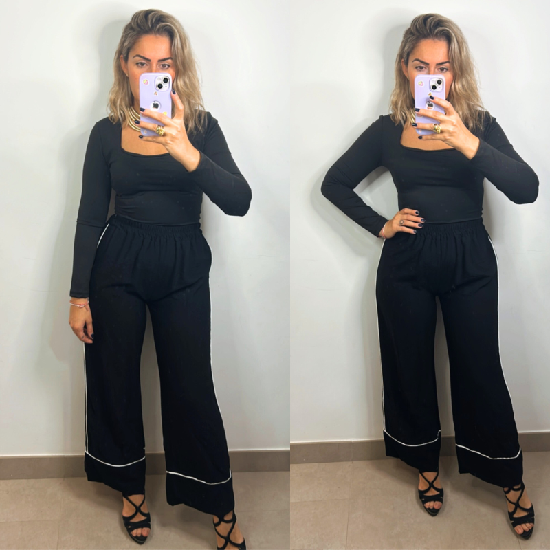 PANTALÓN BICOLOR - NEGRO PANTALÓN BICOLOR - NEGRO