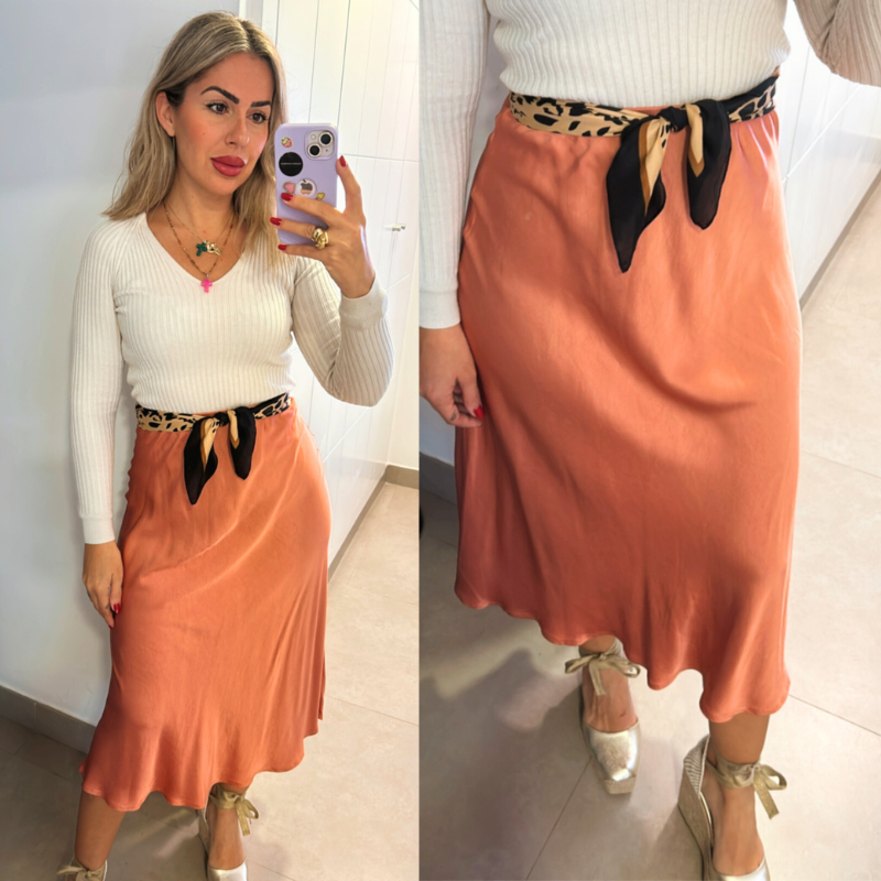 FALDA MIDI SATINADA - MAQUILLAJE FALDA MIDI SATINADA - MAQUILLAJE