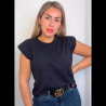 CAMISETA BASIC HOMBRERAS - NEGRA