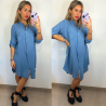 VESTIDO CAMISERO LINO - AZUL
