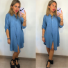 VESTIDO CAMISERO LINO - AZUL