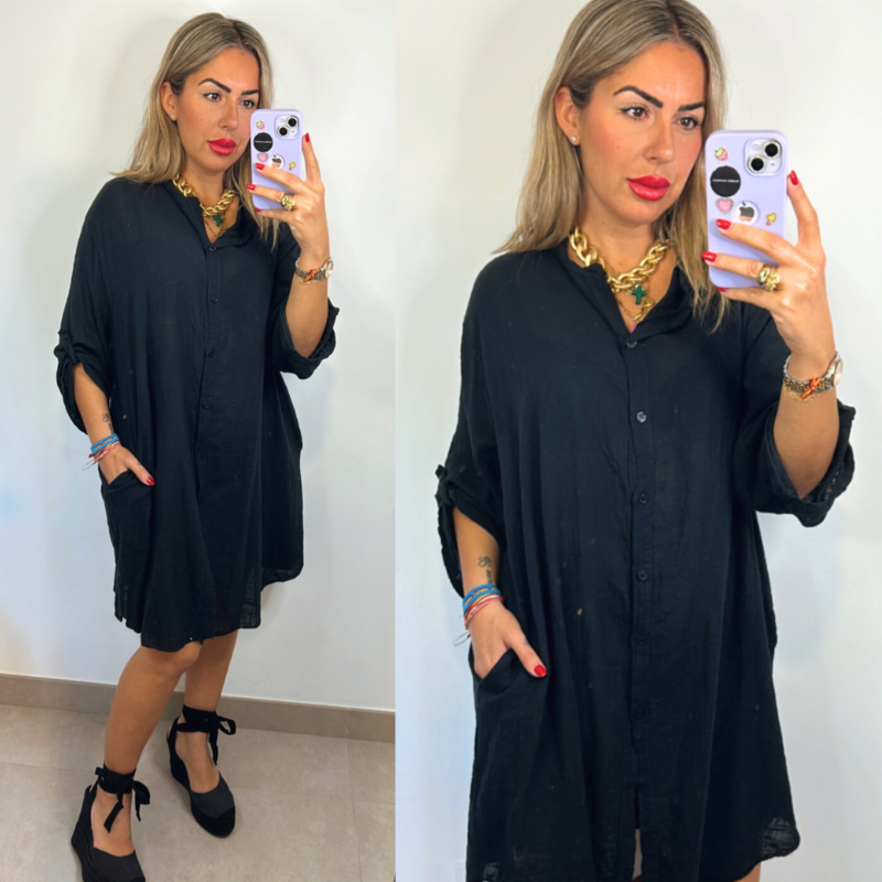 VESTIDO CAMISERO - NEGRO VESTIDO CAMISERO - NEGRO