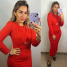 VESTIDO ABERTURA ESCOTE - ROJO